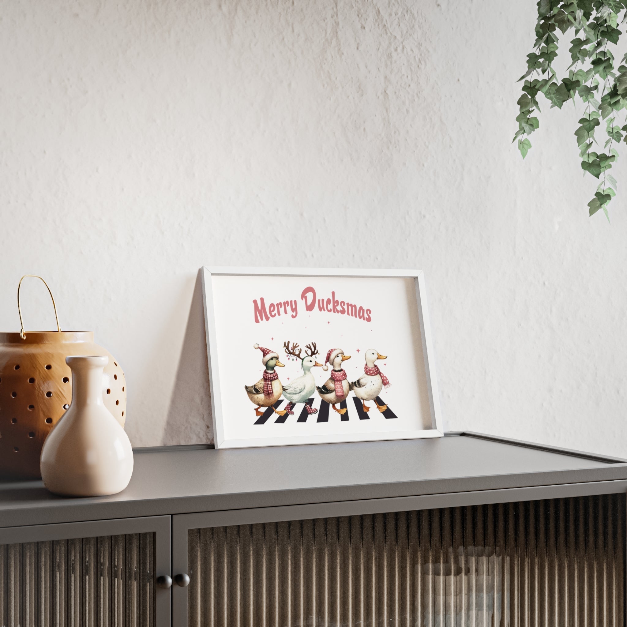 Merry Ducksmas Posters with Wooden Frame