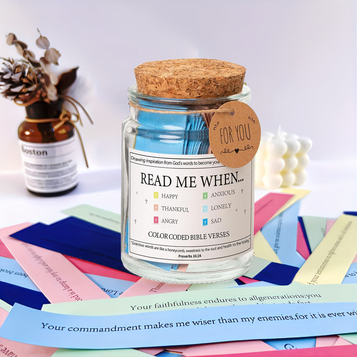 Emotional Journal Jar - Containing Inspirational Verse Cards, Emotional Notes, and Comforting Words