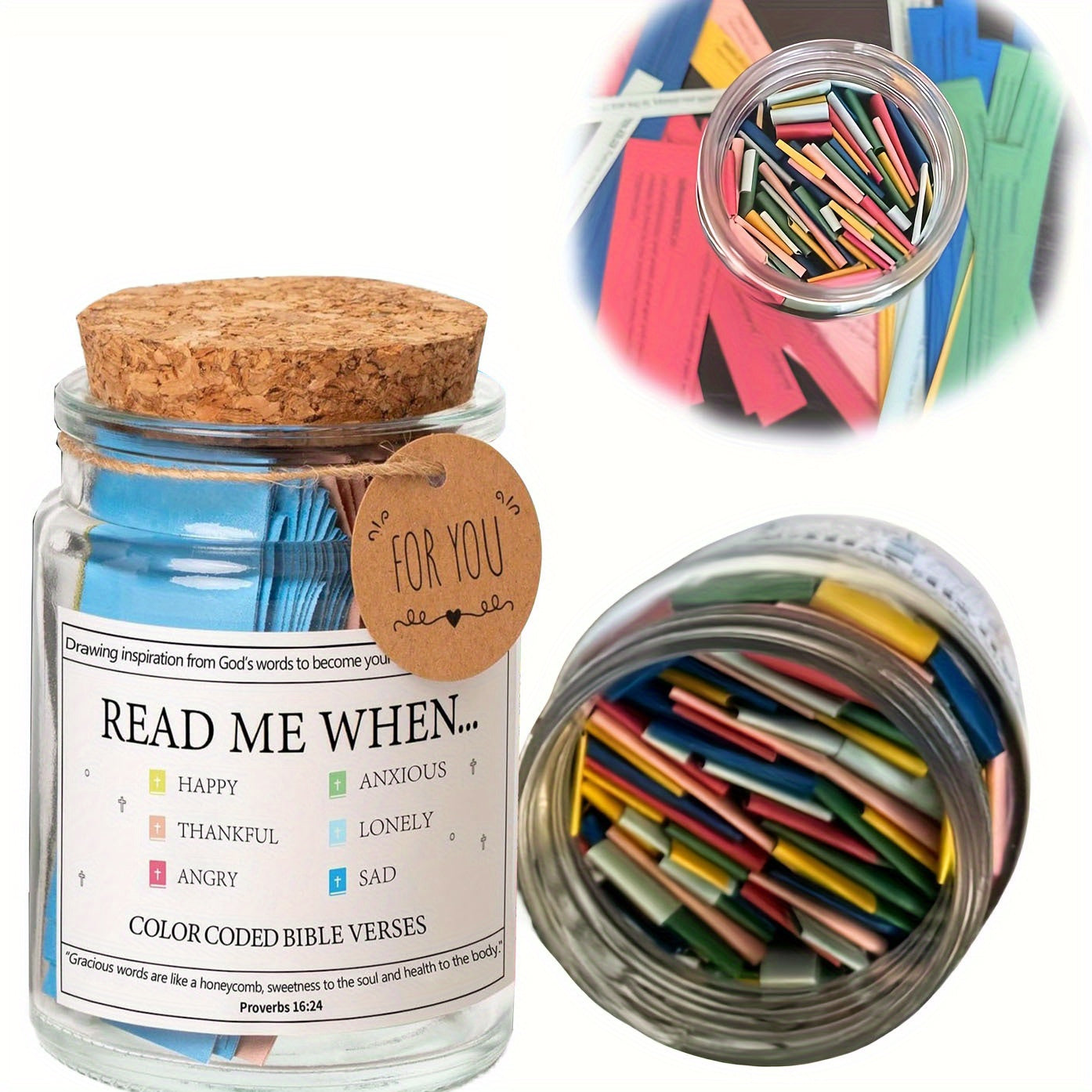 Emotional Journal Jar - Containing Inspirational Verse Cards, Emotional Notes, and Comforting Words