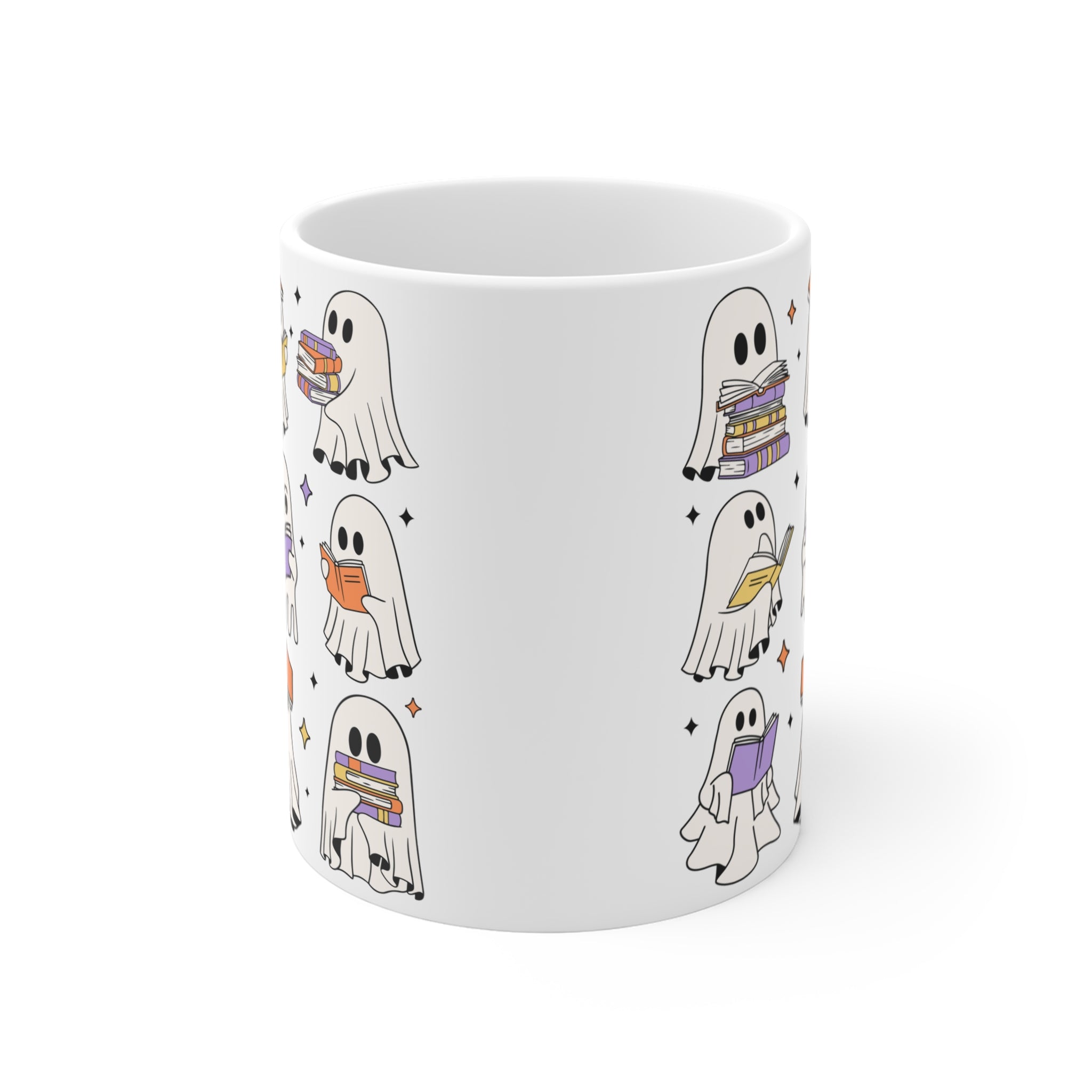 Halloween Ghost Mug 11oz with Book Design