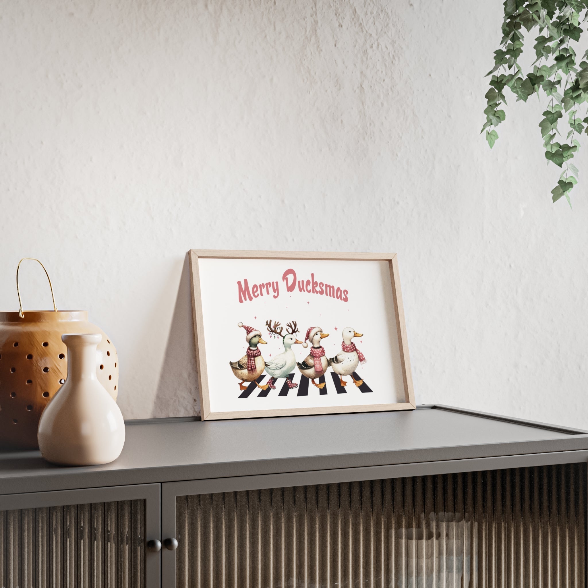 Merry Ducksmas Posters with Wooden Frame