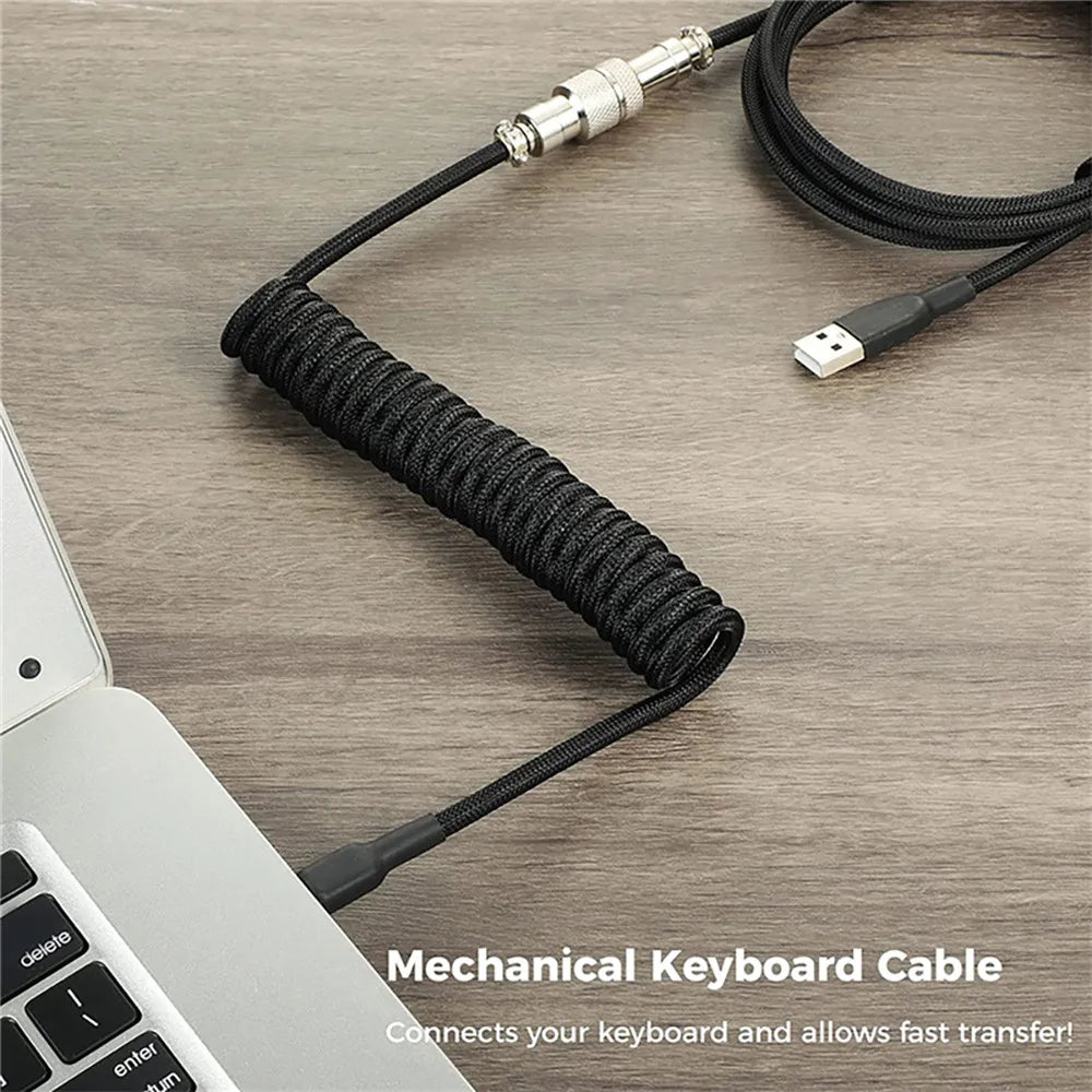 Mechanical Keyboard Coiled Cable Wire Type C USB Port Aviator Coiling Cable Desktop Computer Gaming Keyboard Accessories