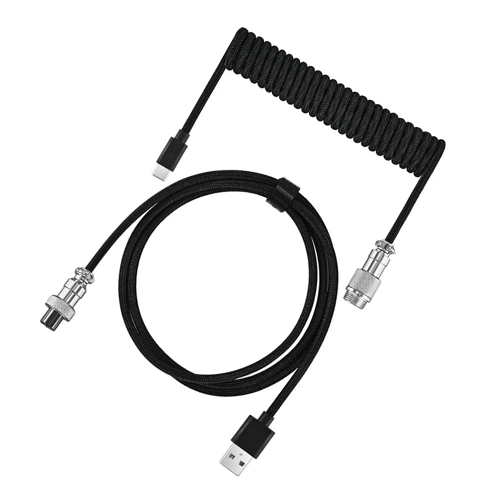 Mechanical Keyboard Coiled Cable Wire Type C USB Port Aviator Coiling Cable Desktop Computer Gaming Keyboard Accessories