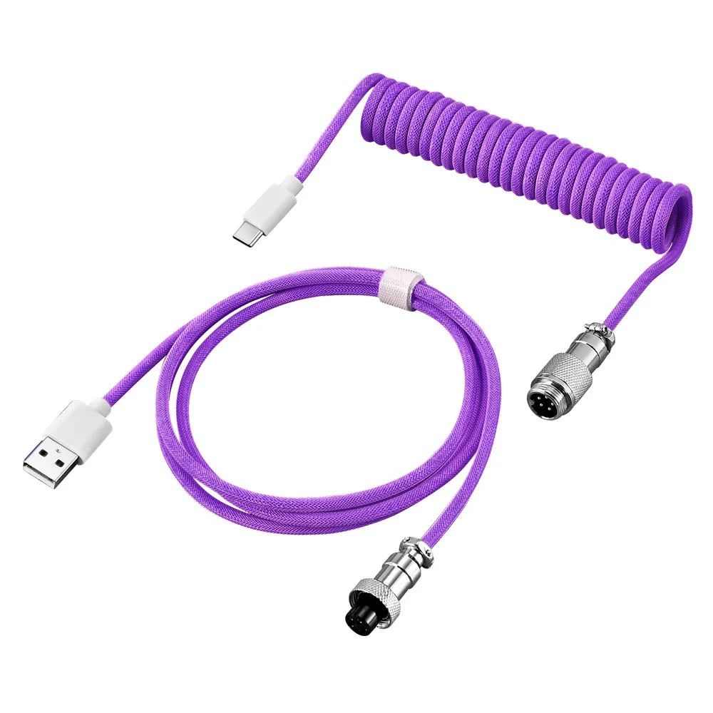 Mechanical Keyboard Coiled Cable Wire Type C USB Port Aviator Coiling Cable Desktop Computer Gaming Keyboard Accessories