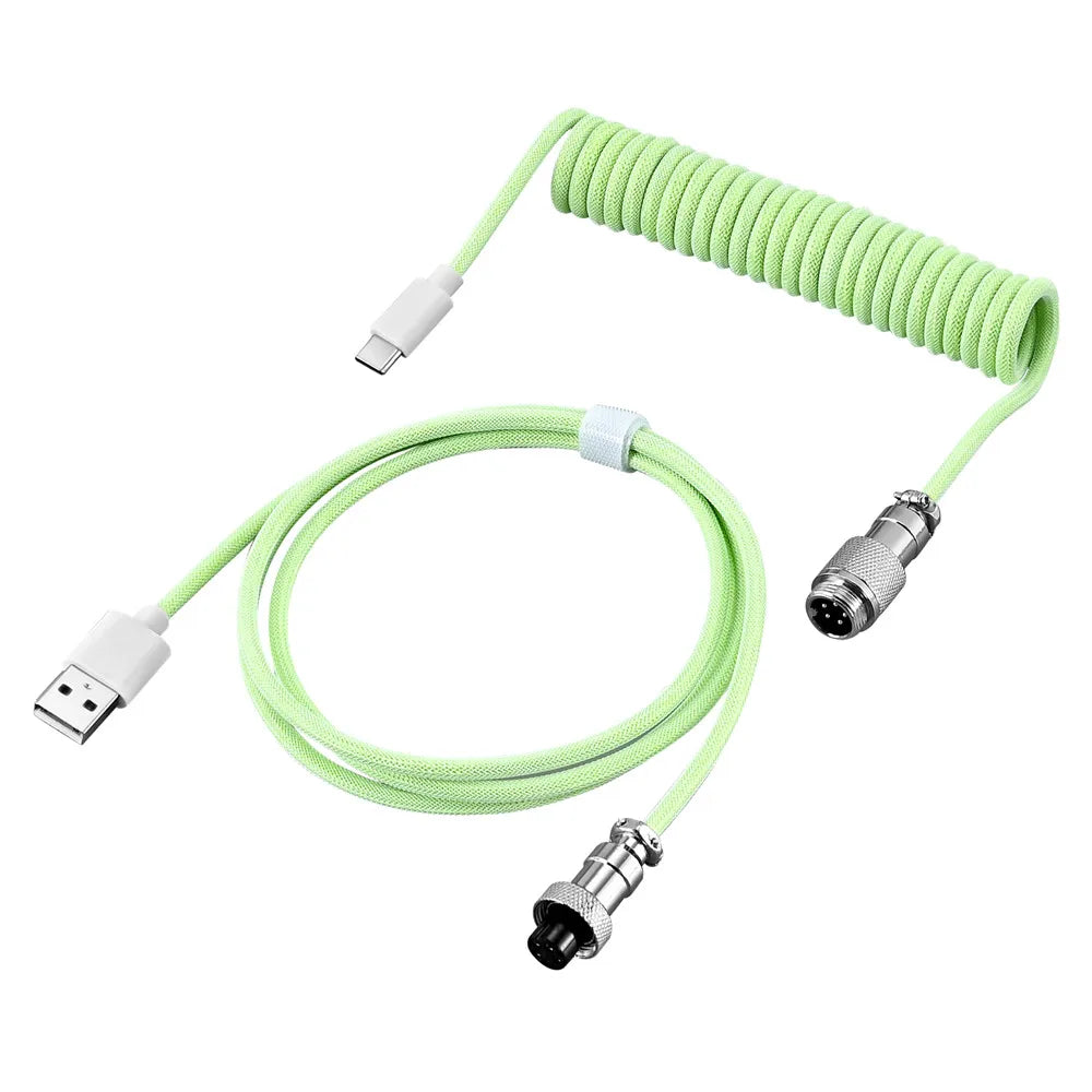 Mechanical Keyboard Coiled Cable Wire Type C USB Port Aviator Coiling Cable Desktop Computer Gaming Keyboard Accessories