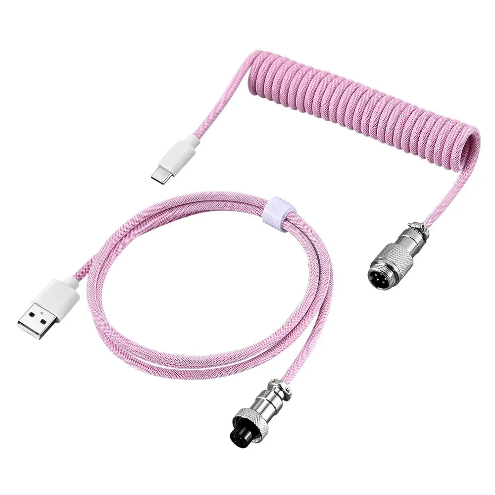 Mechanical Keyboard Coiled Cable Wire Type C USB Port Aviator Coiling Cable Desktop Computer Gaming Keyboard Accessories