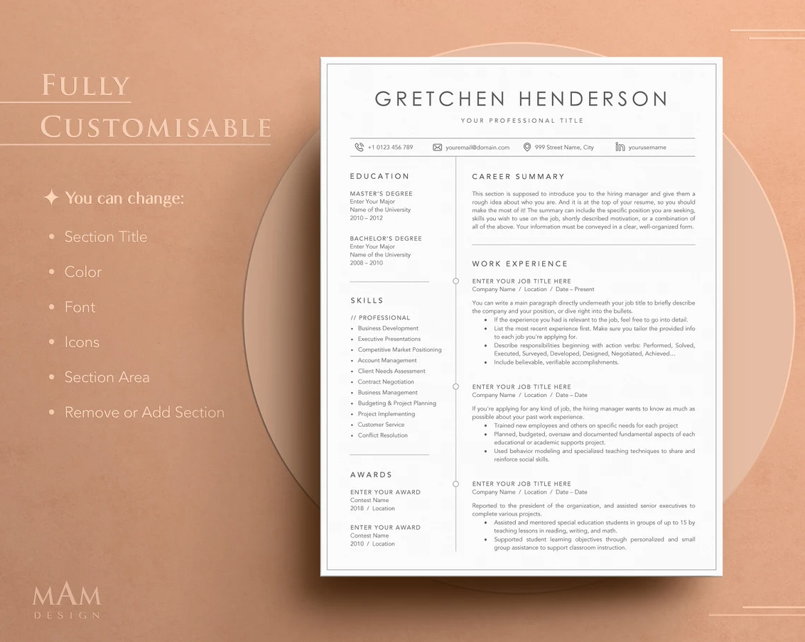 Easy To Use Minimalism CV Template